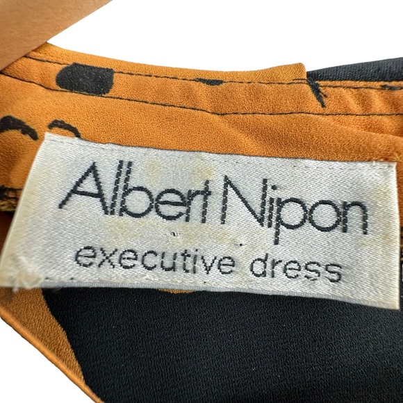 Vintage Albert Nipon Dress Executive Womens 10 Orange Black Secretary Bow 1980s - Picture 11 of 12